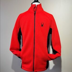 Spider Men’s Steller Full-Zip Jacket, Fleece Lined, Black & Red (Size Medium)